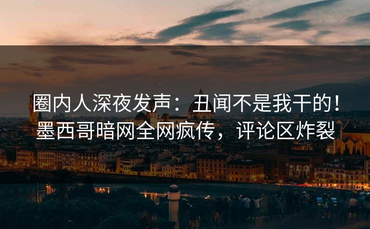 圈内人深夜发声：丑闻不是我干的！墨西哥暗网全网疯传，评论区炸裂