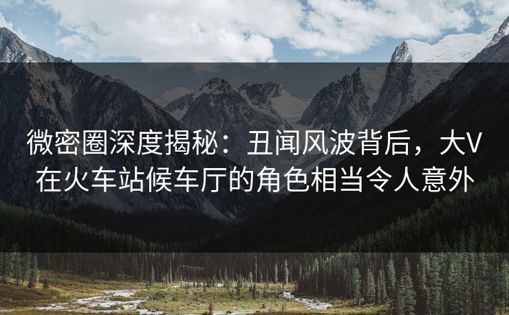 微密圈深度揭秘：丑闻风波背后，大V在火车站候车厅的角色相当令人意外