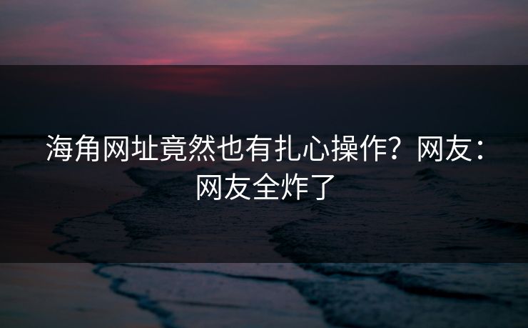 海角网址竟然也有扎心操作？网友：网友全炸了