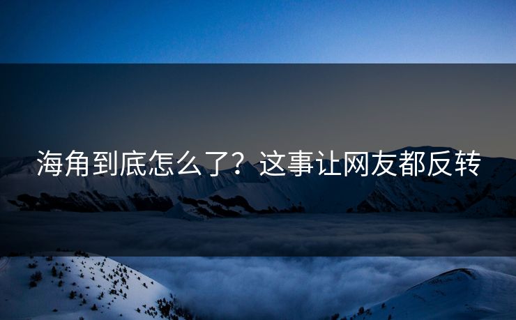 海角到底怎么了？这事让网友都反转