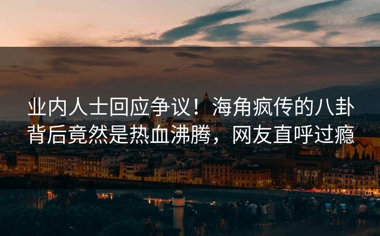 业内人士回应争议！海角疯传的八卦背后竟然是热血沸腾，网友直呼过瘾