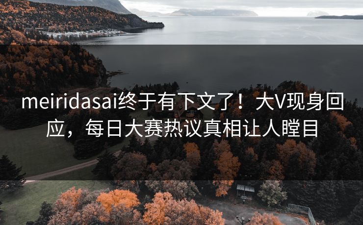 meiridasai终于有下文了！大V现身回应，每日大赛热议真相让人瞠目