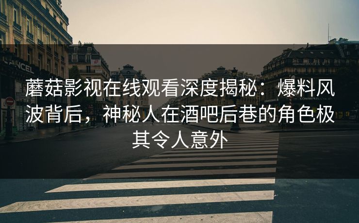 蘑菇影视在线观看深度揭秘：爆料风波背后，神秘人在酒吧后巷的角色极其令人意外